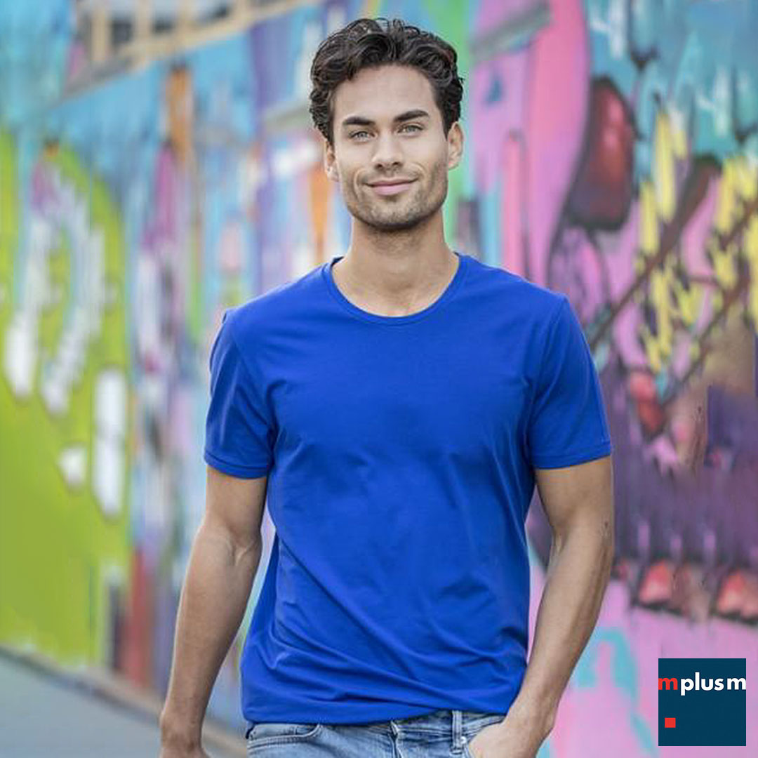 Blaues Balfour Rundhals Bio T-Shirt bedrucken