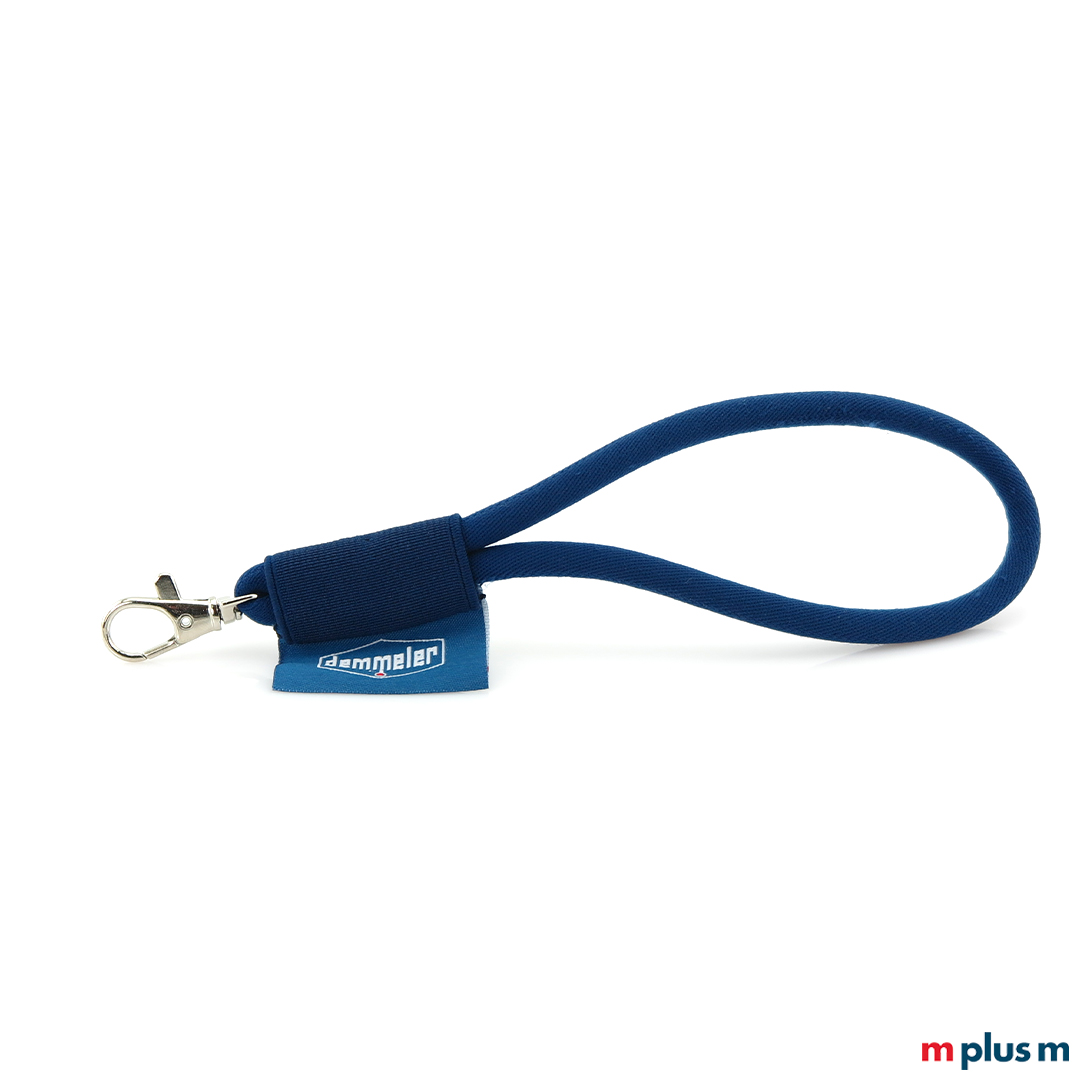 Hochwertigen Schlüsselanhänger in blau mit Ihrem Logo individualisieren