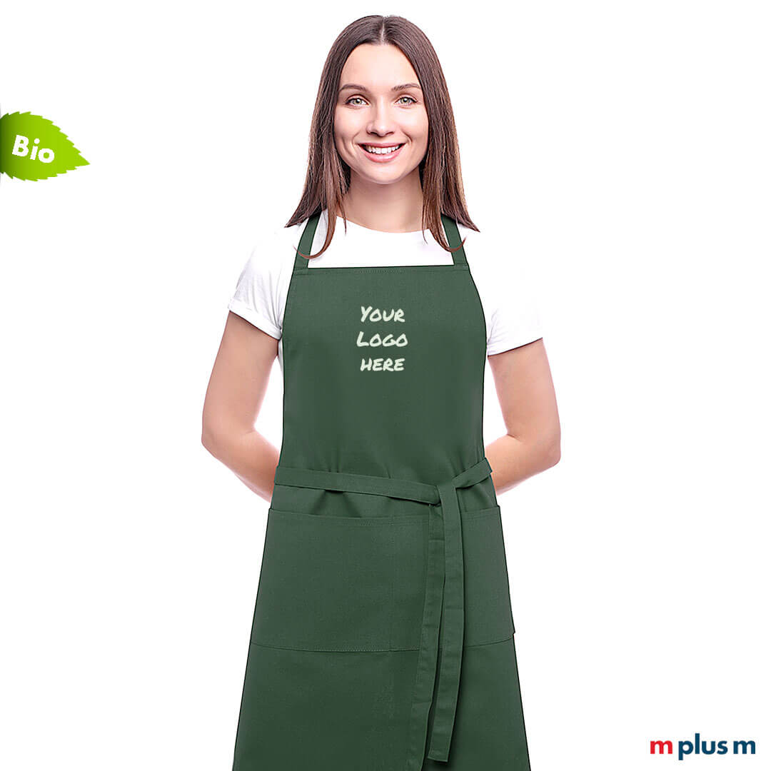 Bio-Baumwollschuerze-BOC-bedrucken Gastro Latzschürze Bocca aus Bio Baumwolle mit Logo bedrucken oder besticken