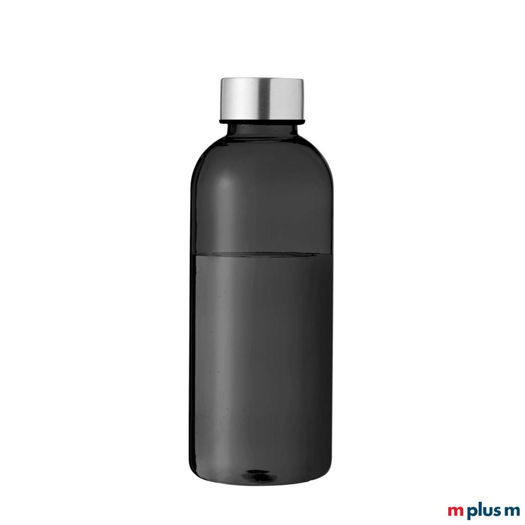 Schwarz transparente Trinkflasche mit Ihrem Logo bedrucken