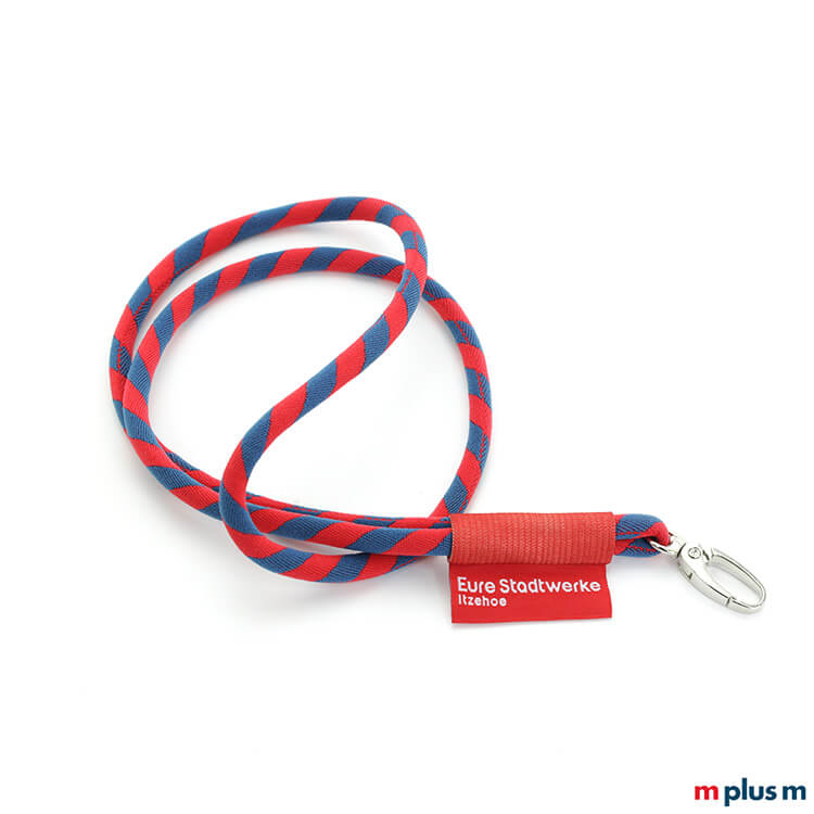 Tube Flag Kordel Lanyard STDW Rot Zweifarbig gewebtes Tube Kordel Schlüsselband als Werbeartikel in Sonderanfertigung.