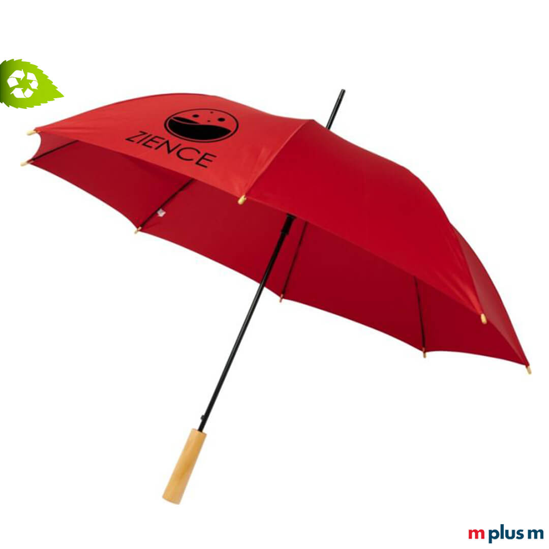 Recycelter-Regenschirm-umweltfreundliches-Werbegeschenk-mit-eigenem-Logo Schirm aus nachhaltigem Material mit individuellem Logo bedrucken