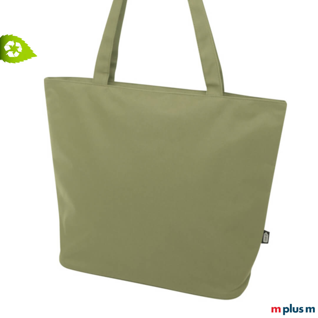 Nachhaltige Strandtasche in grün aus recycling Polyester Nachhaltige Strandtasche in grün aus recycling Polyester