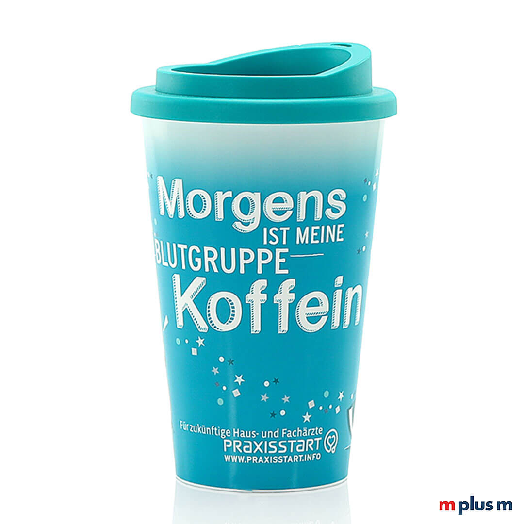 Allover Coffee Shop Thermobecher Praxisstart Vollflächig farbig spülmaschinenfest zu bedrucken: Allover Coffee To Go Thermobecher aus Europa