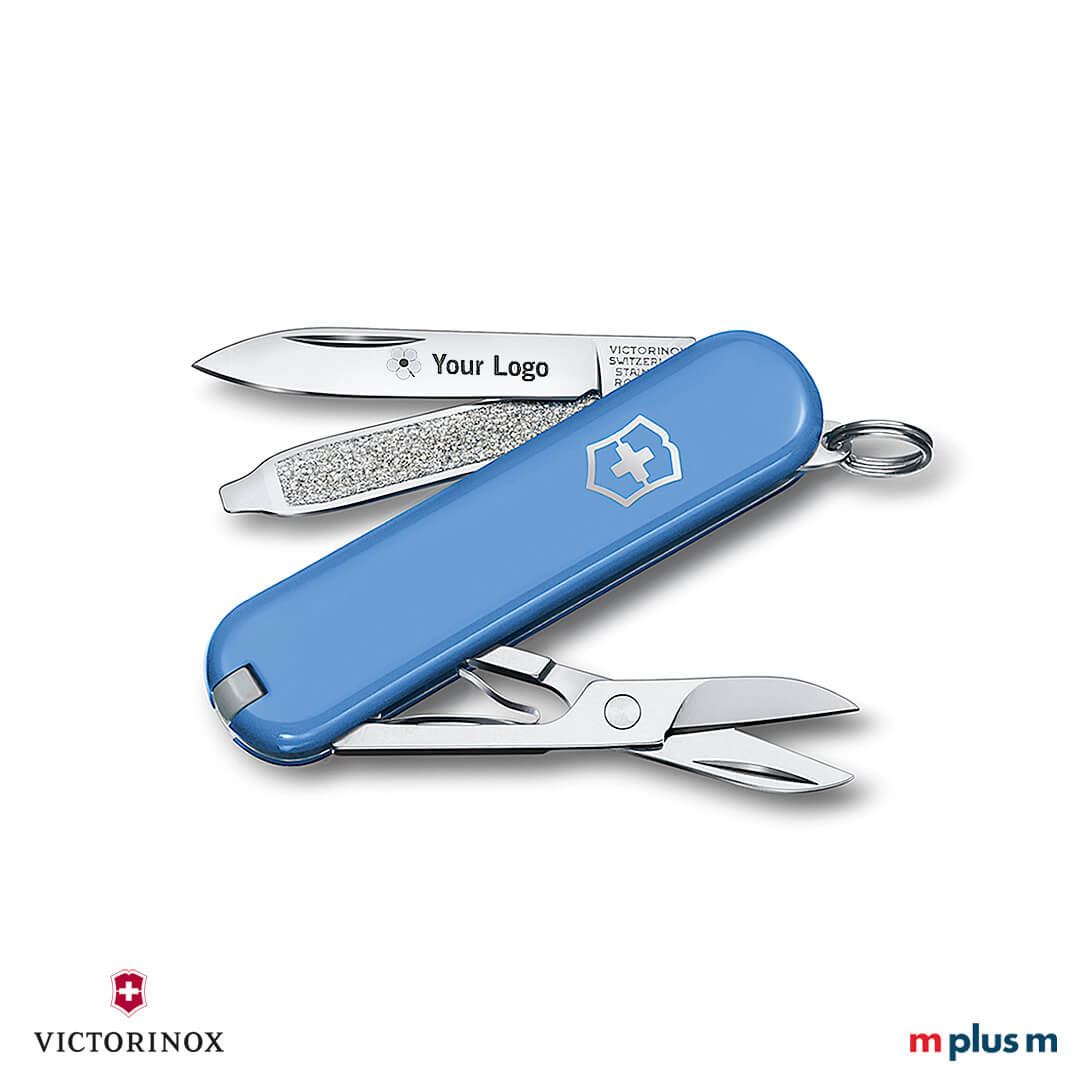 Kleines Schweizer Taschenmesser 'Classic SD Colors' in Hellblau als Werbeartikel mit Logo Gravur Kleines Schweizer Taschenmesser 'Classic SD Colors' in Hellblau als Werbeartikel mit Logo Gravur