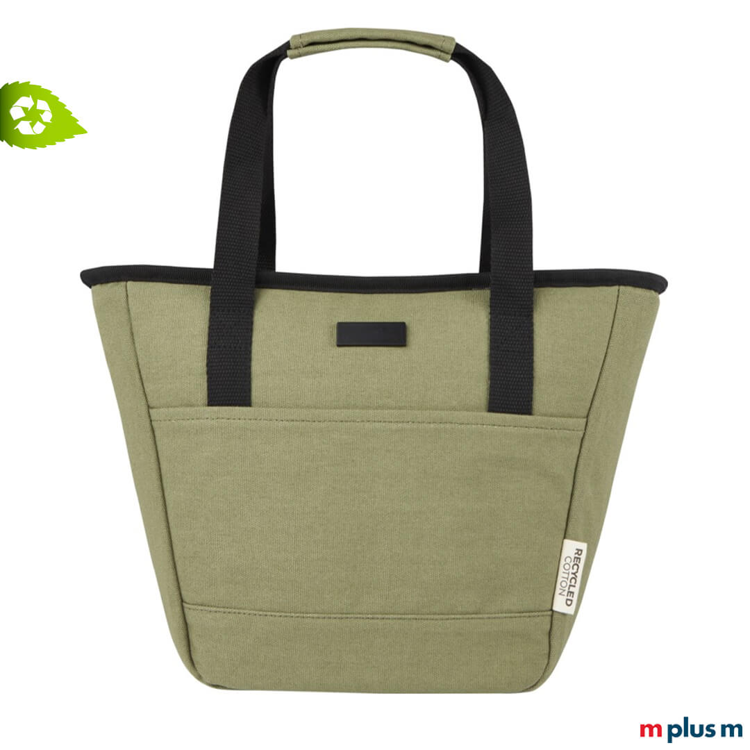 Joey Recycling Canvas Kühltasche Olive 1 Hochwertige olive-grüne Kühltasche aus Recycling Canvas mit Logo Druck als Werbeartikel