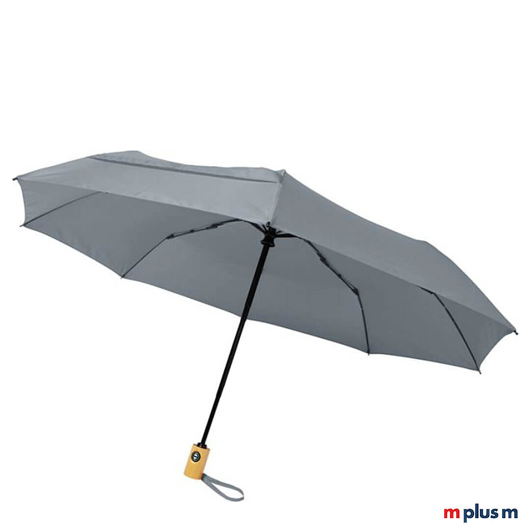 Bo 21 Taschenschirm in Grau mit Logo Druck