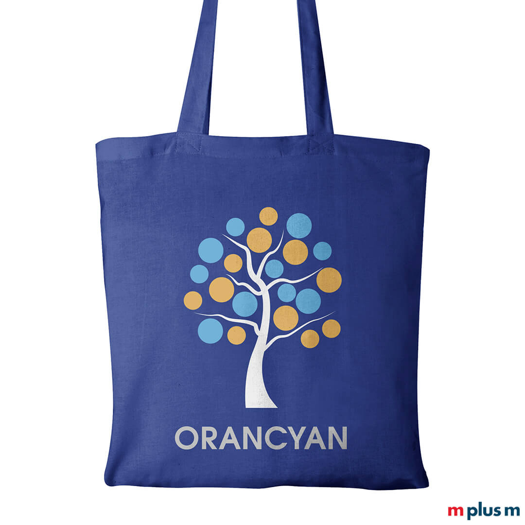 Blaue Stofftasche mit Logo als Werbegeschenk bedrucken Blaue Stofftasche mit Logo als Werbegeschenk bedrucken