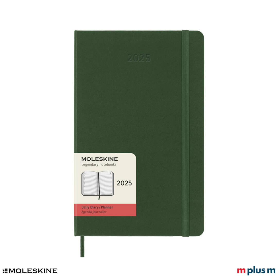 Moleskine Kalender L 2025, in Dunkelgrün, mit erweiterbarer Innentasche