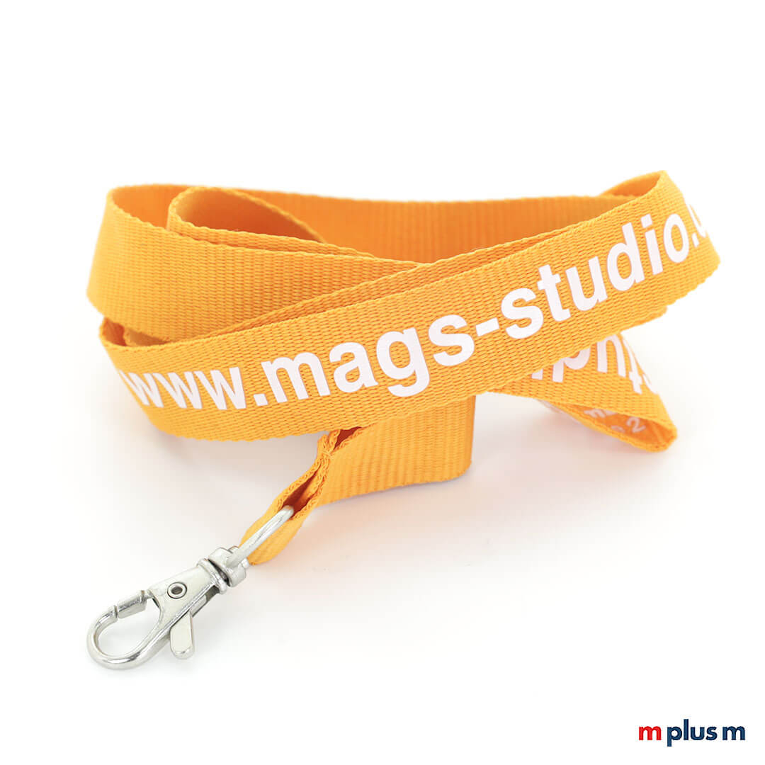 Preiswertes Werbeartikel Lanyard in Orange mit Logo Druck
