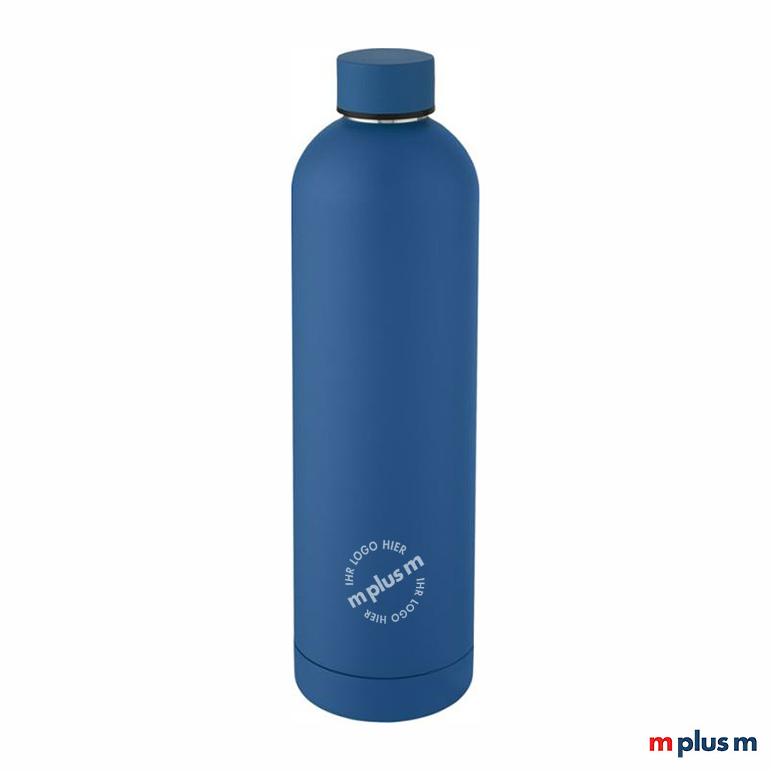 Blaue Isolierflasche Simplon 1.000 ml mit Logo bedrucken