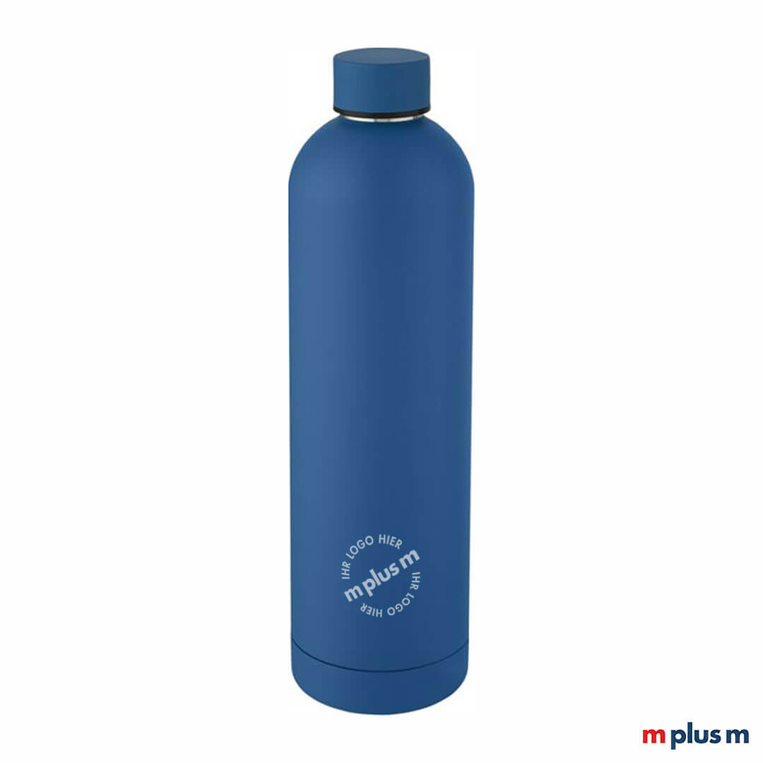 Blaue Isolierflasche Simplon 1.000 ml mit Logo bedrucken Blaue Isolierflasche Simplon 1.000 ml mit Logo bedrucken