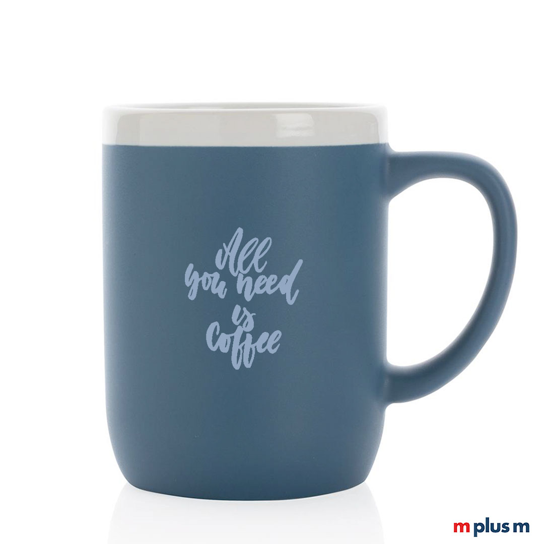 Kaffee Tasse Trevlig in blau mit spülmaschinenfestem Druck