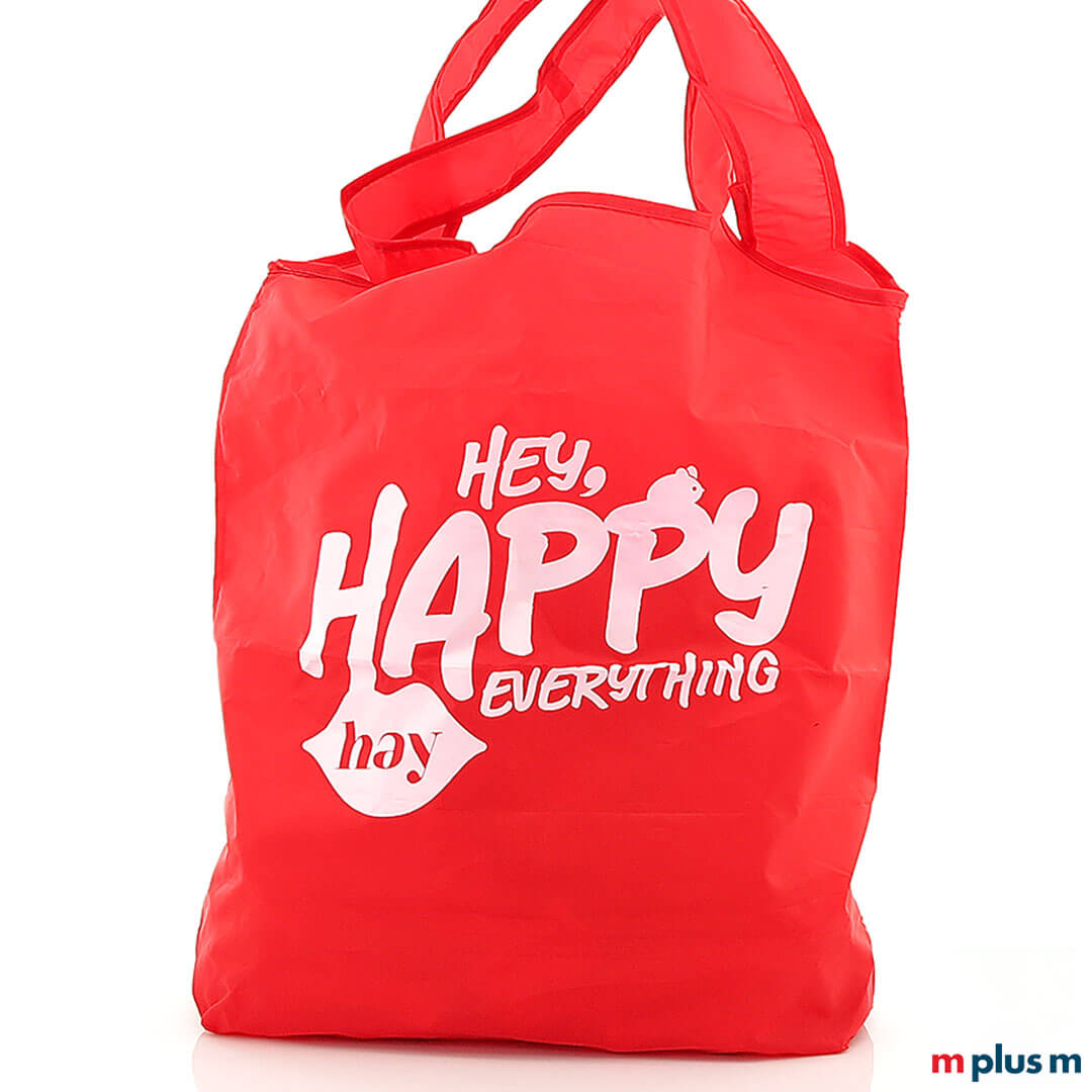 Recycling Falt-Shopper in Farbe Rot mit 1c Logo Druck Recycling Falt-Shopper in Farbe Rot mit 1c Logo Druck