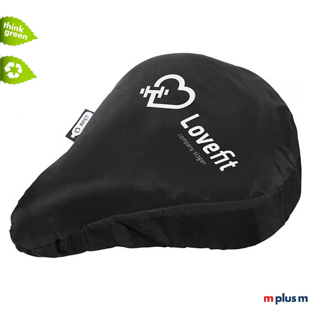 Recycling-Sattelschoner-schwarz-bedrucken Schattelschoner Fahrrad in schwarz. PET Recycling. Mit Logo bedrucken.