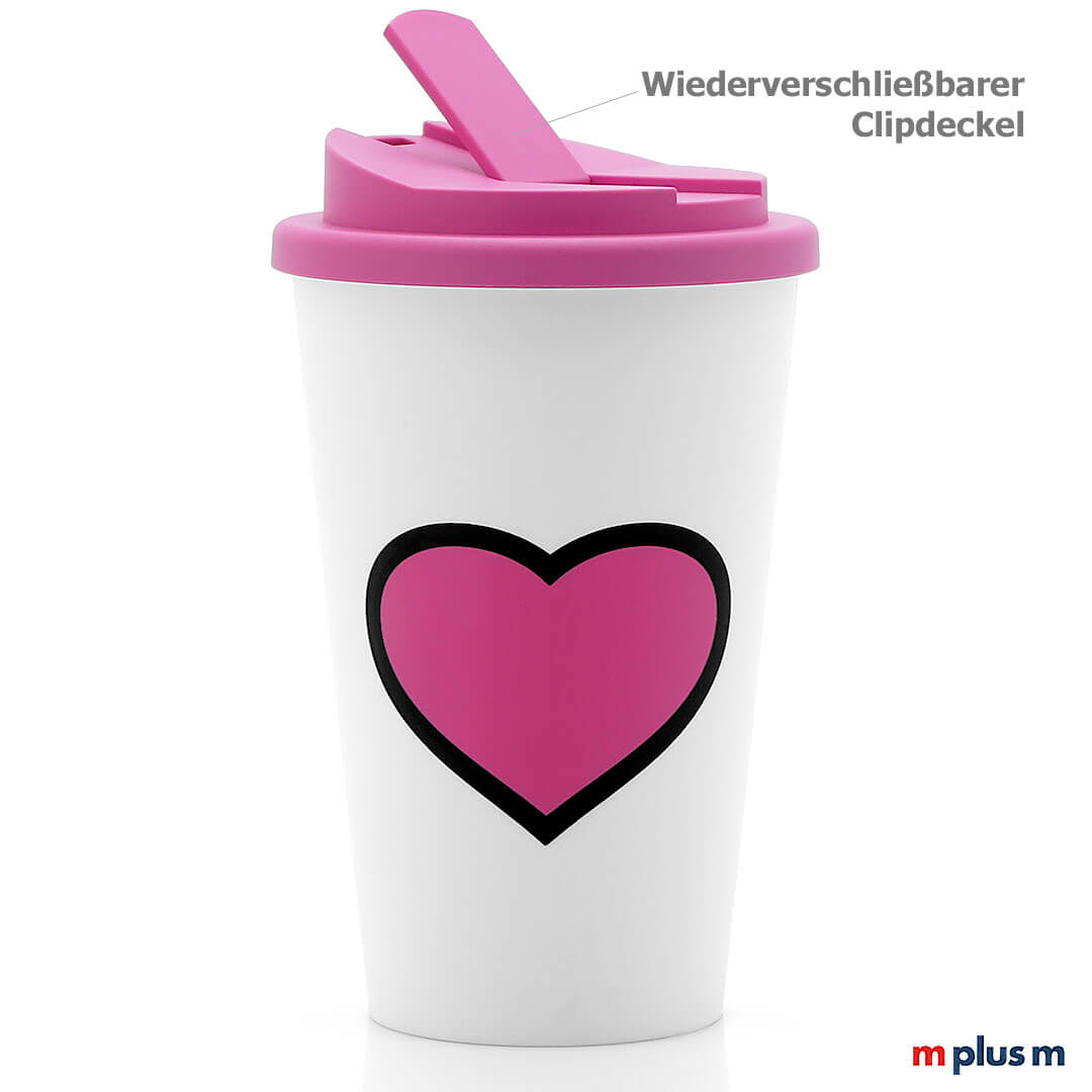 Herz-Coffee-To-Go-Thermobecher-CD Schöner und nachhaltiger Coffee To Go Thermobecher mit individuellem 'Herz' Druck. Dicht schließend. Spülmaschinenfest zu bedrucken.
