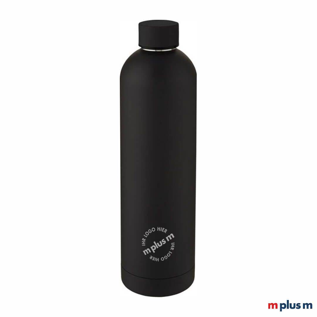 Schwarze Isolierflasche Simplon 1.000 ml mit Logo bedrucken Schwarze Isolierflasche Simplon 1.000 ml mit Logo bedrucken