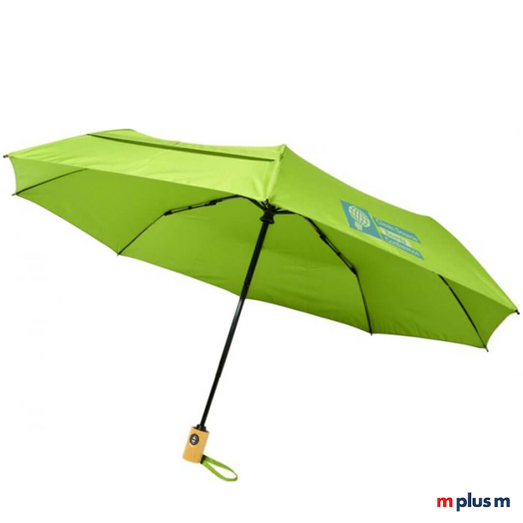 Bo 21 Taschenschirm in Lime Grün mit Logo Druck
