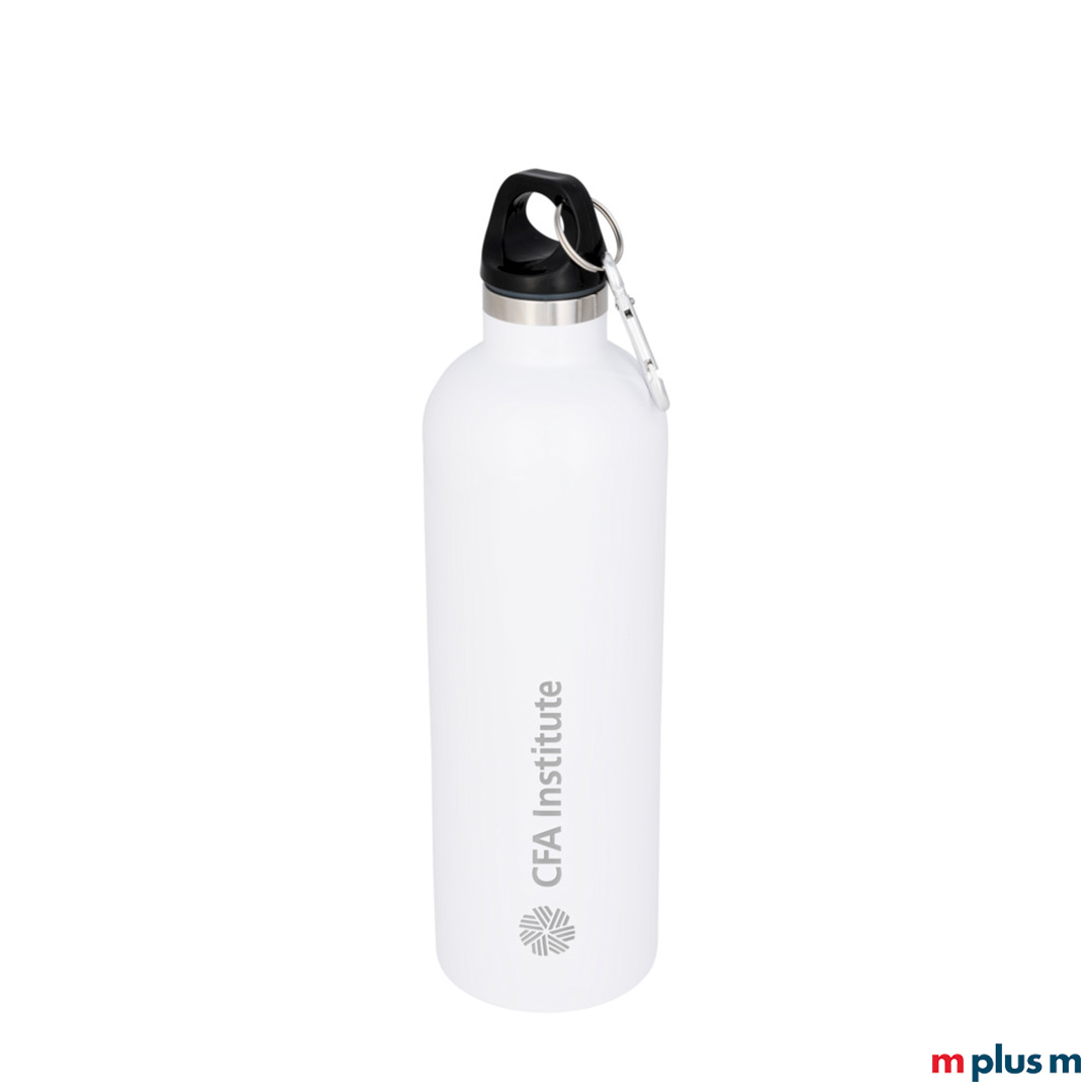 Weiße Alpine Thermo Trinkflasche mit Logo bedrucken