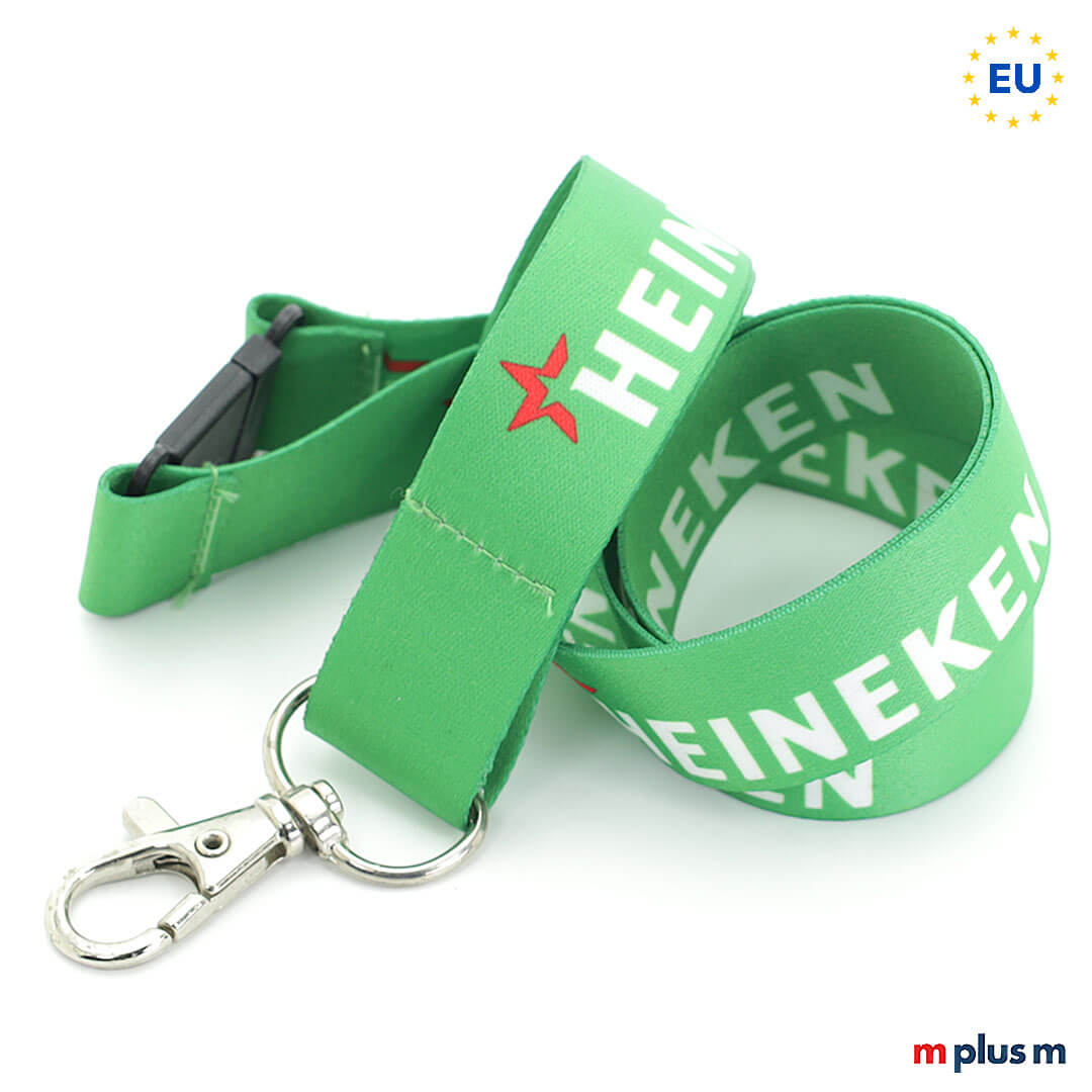 Eco Soft Europa Lanyard Grün HNK Günstiges Schlüsselband schon in niedrigen Stückzahlen individuell bedrucken