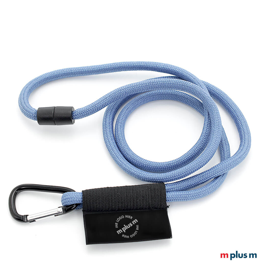 Nautic Flag Lanyard Blau mit Logo bedrucken Nautic Kordel Schlüsselband in Pantone Farbe nach Kundenwunsch und mit großem Alu-Karabiner (Optional gegen Aufpreis). Werbeartikel Sonderanfertigung