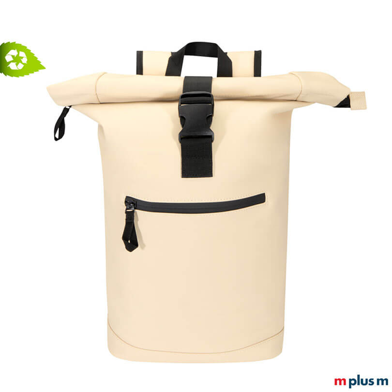 AquaPack Rolltop Laptop-Rucksack AquaPack Rolltop Laptop-Rucksack aus wasserabweisendem recycling PU-Kunststoff creme