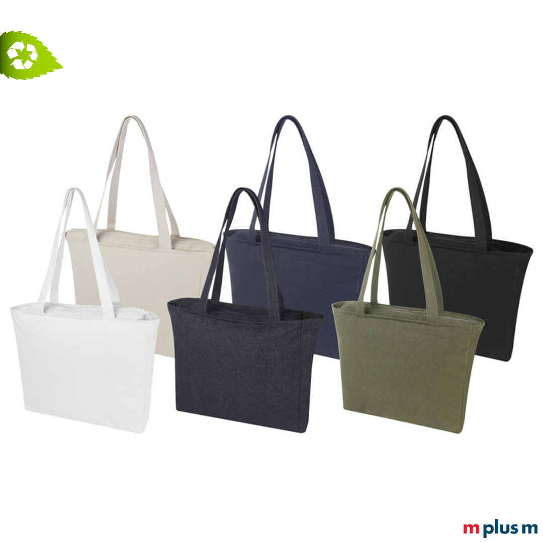 Farben Recycling Tasche Frida Farben für die nachhaltige Werbeartikel Recycling ♻️ Stofftasche mit Reißverschluß