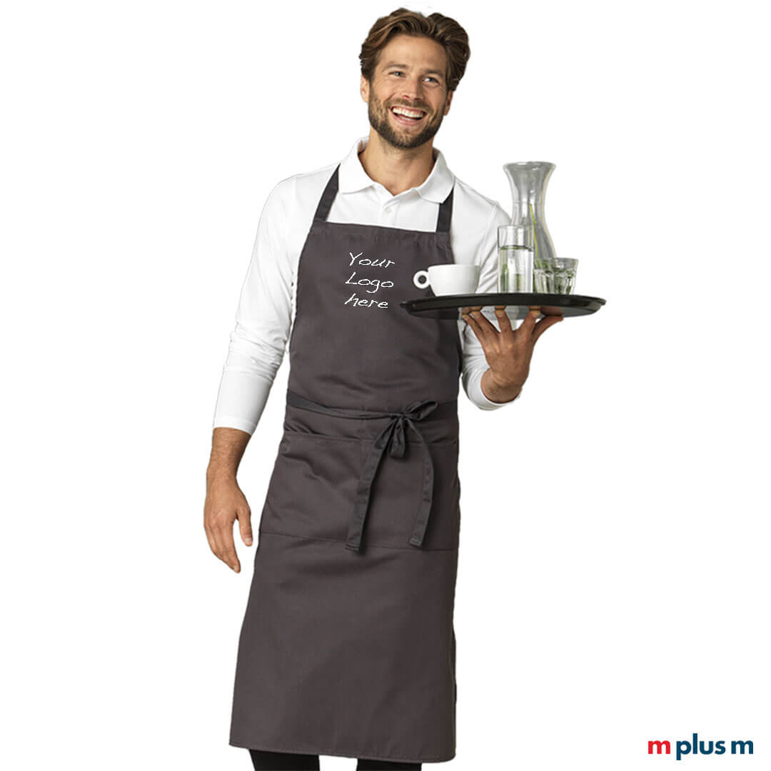 Victor-Latz-Schuerze-Logo-besticken Preiswerte Latzschürze 'Victor' aus Baumwolle mit Logo bedrucken