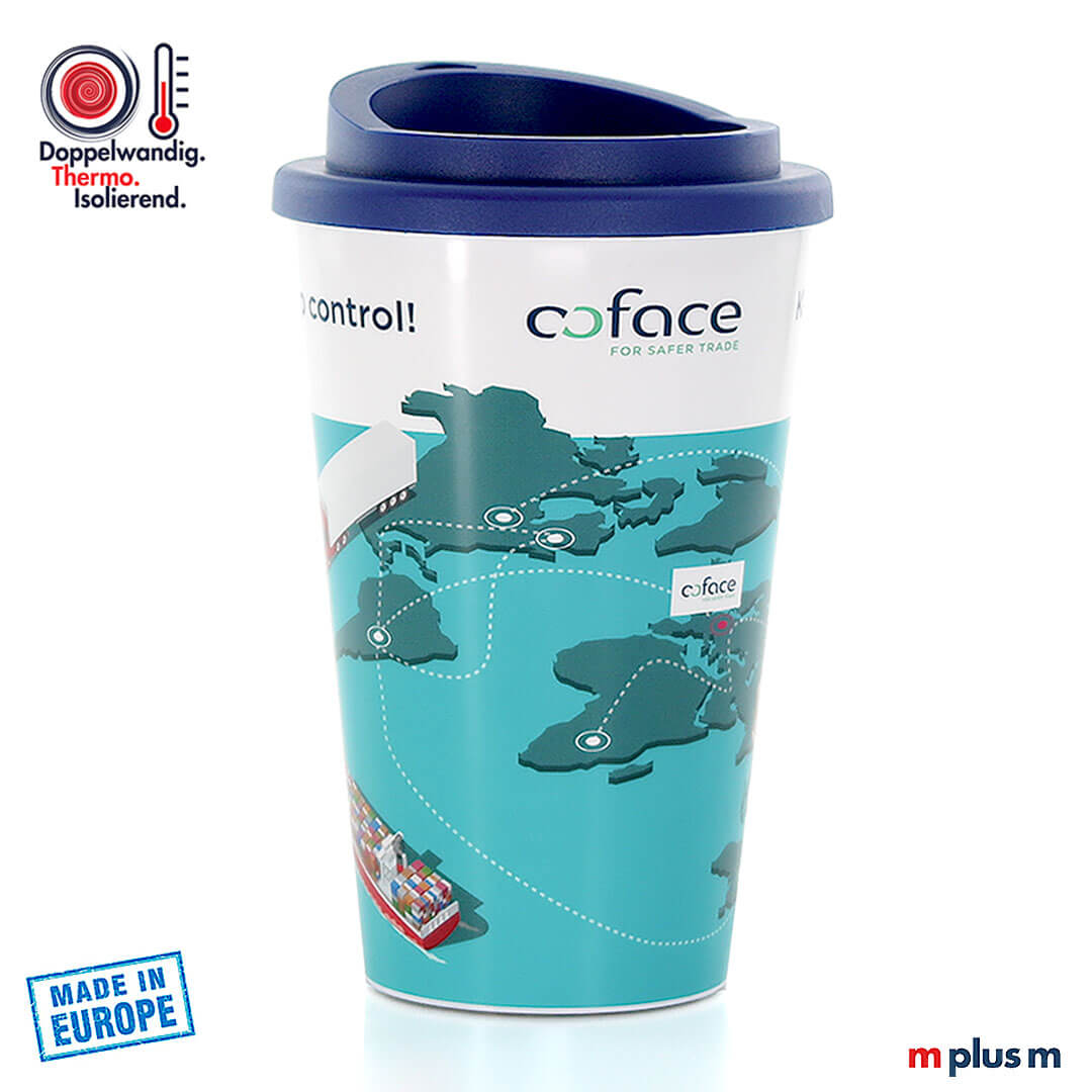 Allover Coffee Shop Thermobecher aus Europa Allover Coffee Shop Thermobecher mit vollflächigem Bildmotiv bedruckt. Spülmaschinenfest. Aus Europa.