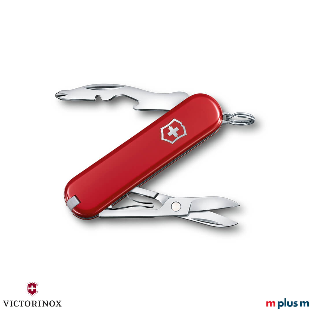 Victorinox Jetsetter in der Farbe Rot ausgeklappt Victorinox Schweizer Taschenmesser 'Jetsetter' in rot. Mit Ihrem Logo das ideale Werbegeschenk oder der perfekte Werbeartikel