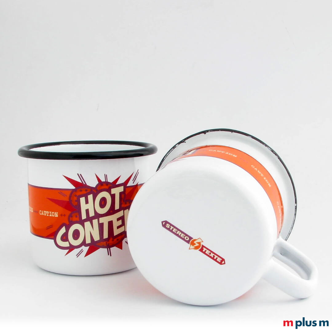 'Pax' Weiße Emaille Tasse