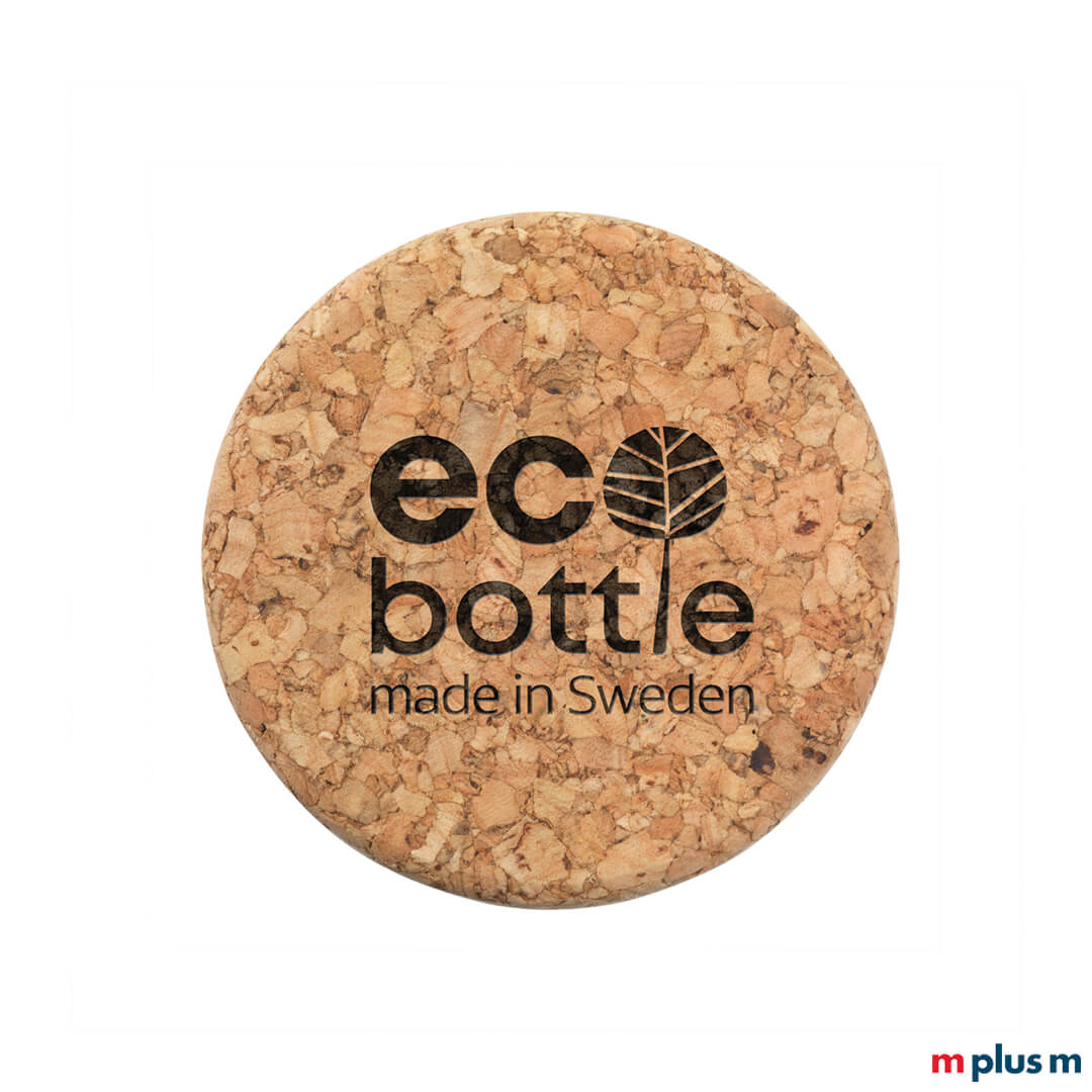 EcoBottle Schraubdeckel aus Naturkork mit Lasergravur Druck EcoBottle Schraubdeckel aus Naturkork mit Lasergravur Druck
