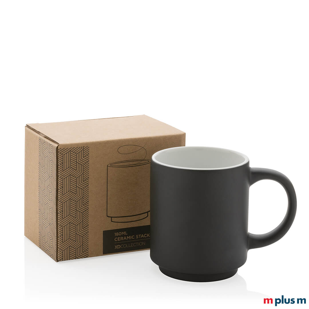 Schwarze Keramiktasse mit Logo-Druck