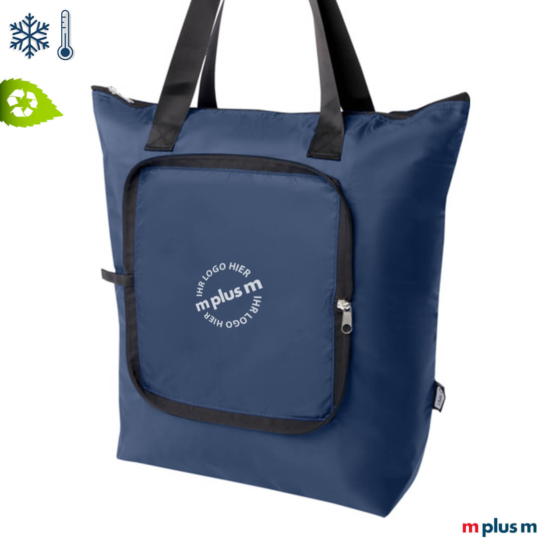 Recycling Kühltasche Dunkelblau preiswert mit Logo bedrucken lassen Recycling Kühltasche Dunkelblau preiswert mit Logo bedrucken lassen