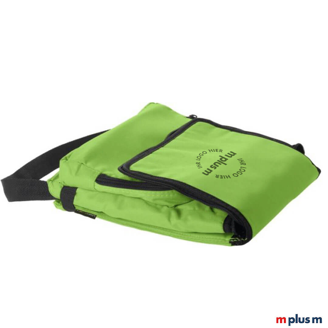 Gruene-Falt-Kuehltasche-Shoppy Klein zusammenfaltbar: grüne Kühltasche Shoppy als Werbeartikel