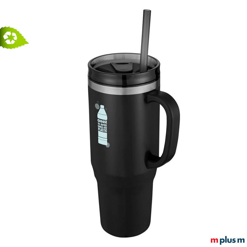 Miami XXL Isolierbecher Schwarz Günstiger XXL Isolierbecher Miami im Quencher Style in Schwarz mit Logo Druck