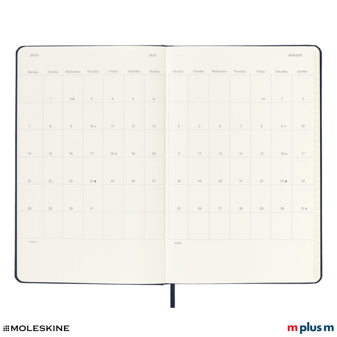 Dunkelblauer Moleskine 2025 Wochenkalender L, Hardcover, FSC-zertifiziertes Papier