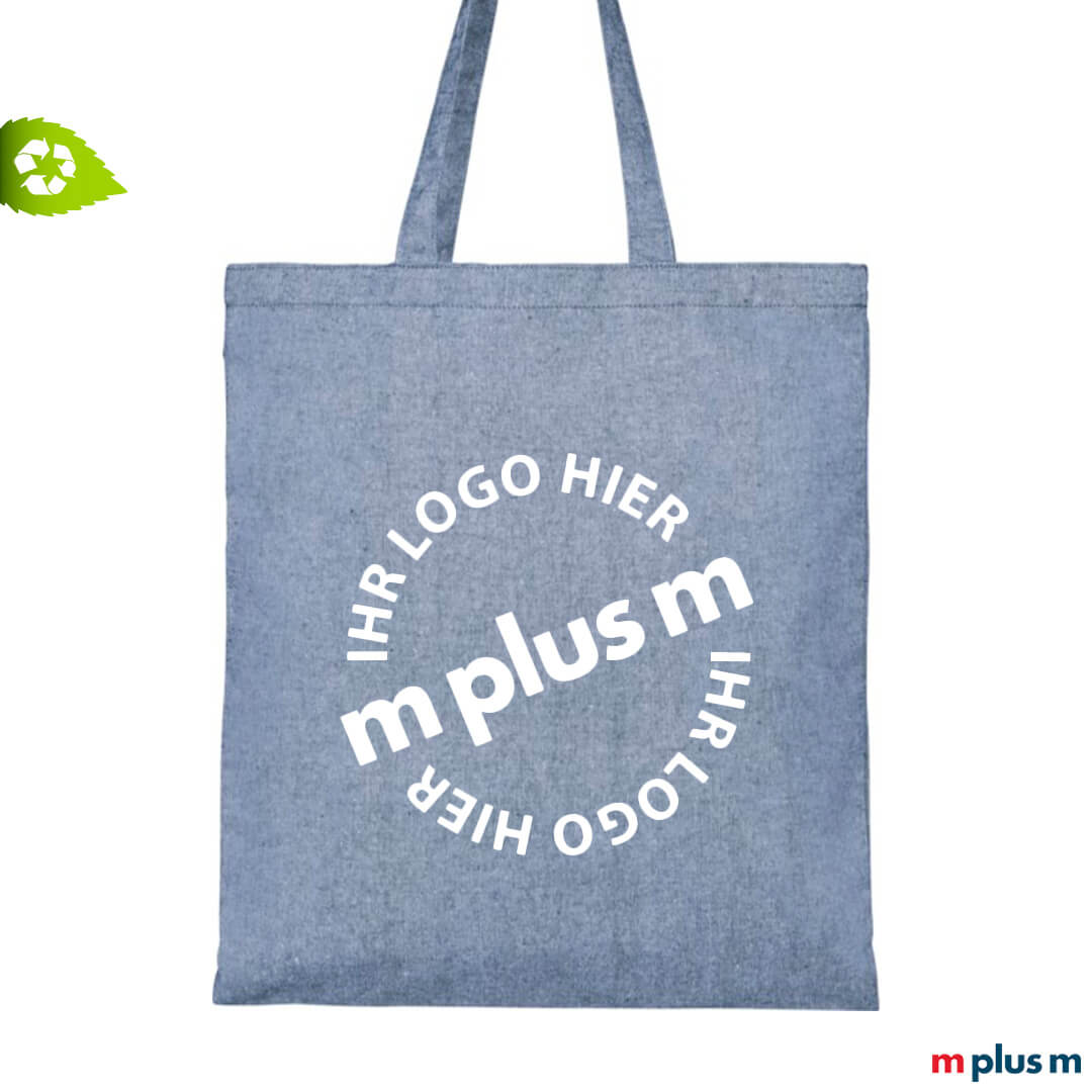 Recycling Stofftasche in blau als nachhaltiges Werbemittel bedrucken Recycling Stofftasche in blau als nachhaltiges Werbemittel bedrucken