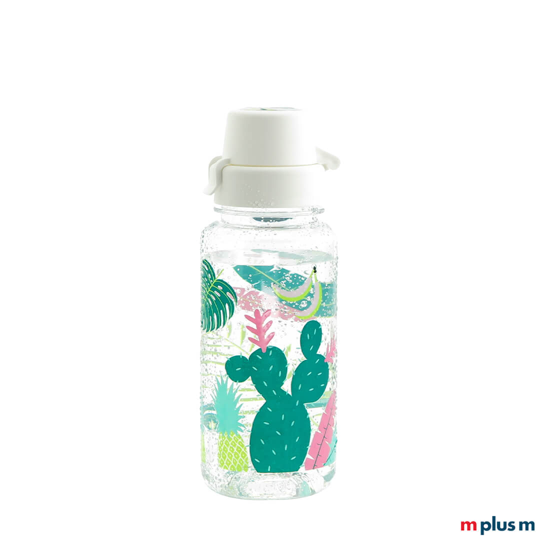 Transparente Trinkflasche mit weißem Deckel aus Tritan mit Logo-Digitaldruck Transparente Trinkflasche mit weißem Deckel aus Tritan mit Logo-Digitaldruck
