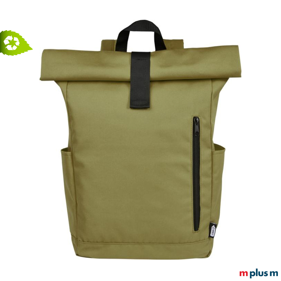 Jacob Rucksack aus ♻️ Recycling Polyester in Olive als Werbeartikel