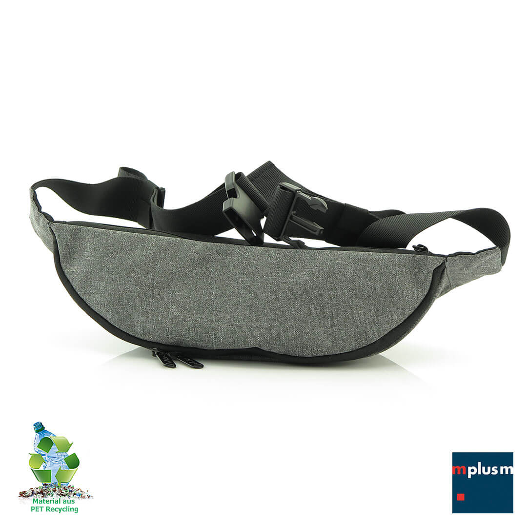 Bauchtasche-mit-Reissverschlussen-als-praktische-Werbung-RE Schöne und praktische Bauchtasche aus recycleten PET-Flaschen. Nachhaltiger Werbeartikel.