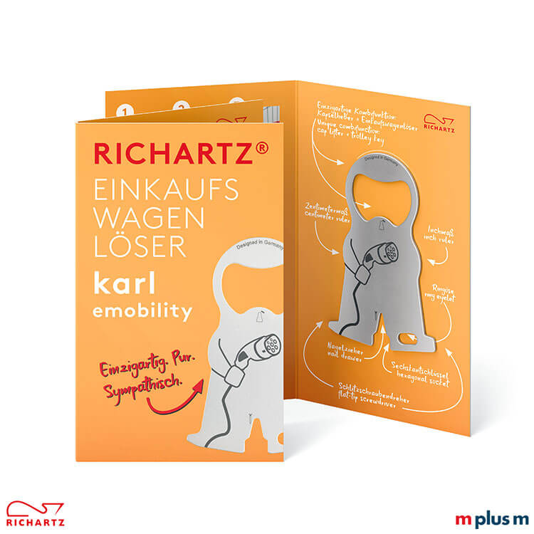 karl e mobility Einkaufswagenlöser mit Klappkarte Einkaufswagenlöser und Schlüsselanhänger: karl e mobility in der Klappkarte als hochwertiger und preiswerter Streuartikel