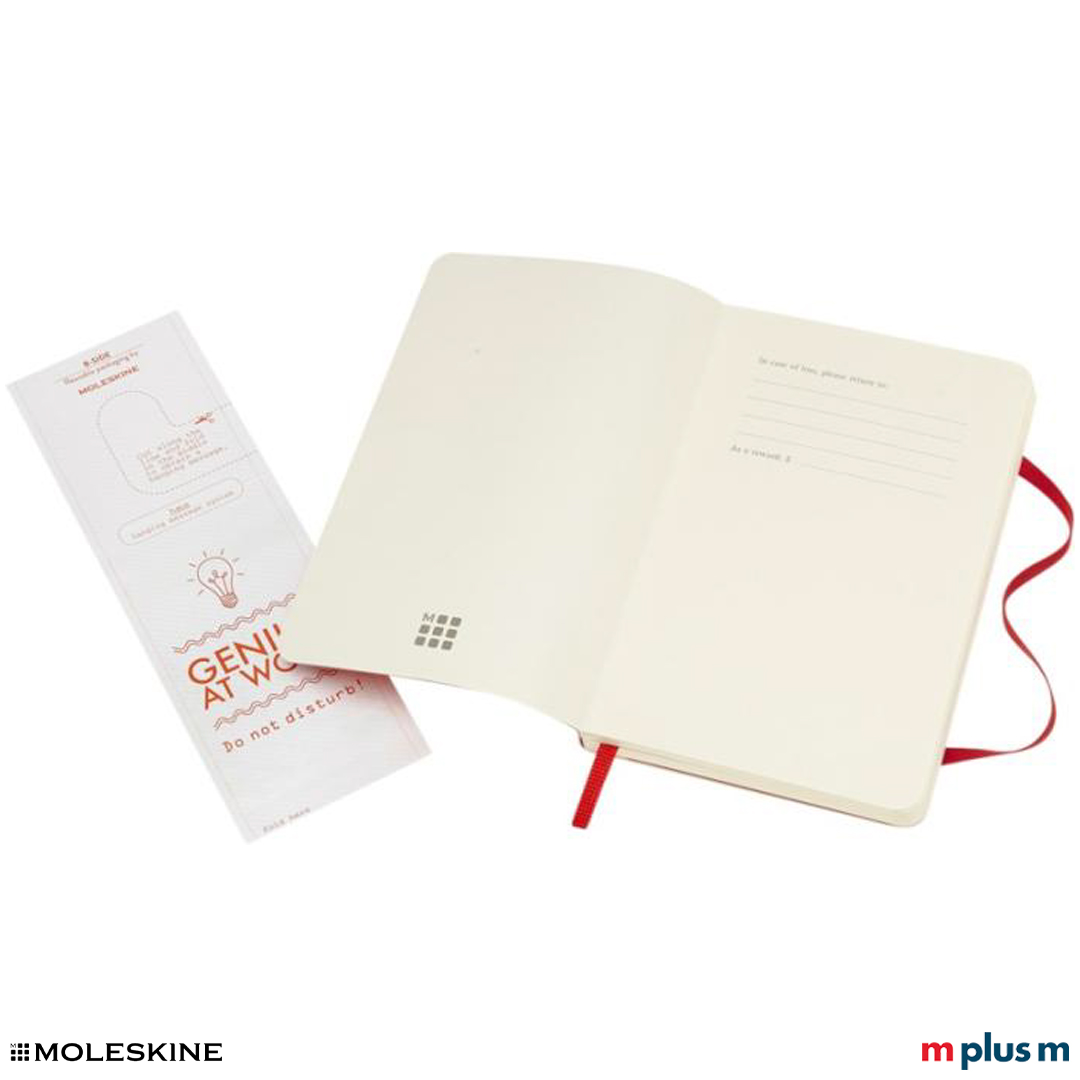 Moleskine Classic Softcover Taschenformat mit Beispieldruck aufgeklappt