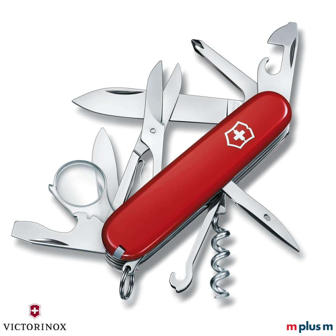 Schweizer-Taschen-Messer-mit-Logo-bedrucken-Explorer-Victorinox-rot-RE Schönes Schweizer Taschenmesser "Explorer" als Werbeartikel mit eigenem Logo bedrucken. Ideal als Werbegeschenk