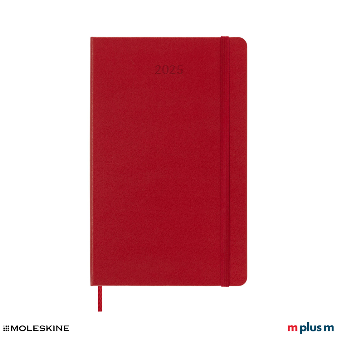 Moleskine Kalender 2025 L, rot, Softcover, mit erweiterbarer Innentasche