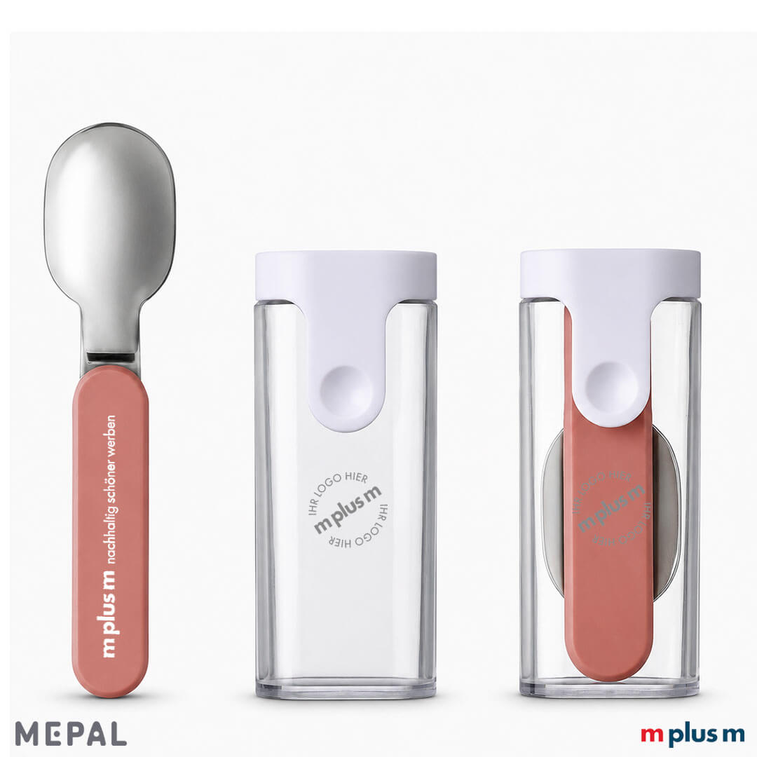 Mepal Ellipse Klapplöffel in Vivid Mauve (Rosa) mit Logo Druck