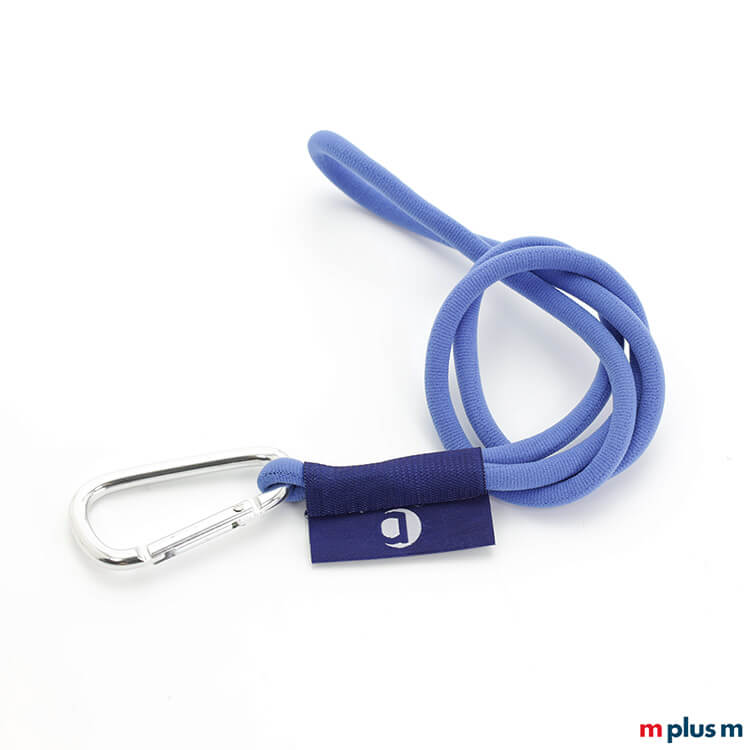Individualisierung: Tube Flag Lanyard einfarbig in Pantone Wunschfarbe, gewebtes Logo und mit großem Alu Karabiner Tube Flag Schlüsselband in Wunschfarbe mit großem Alu Karabiner als Werbeartikel
