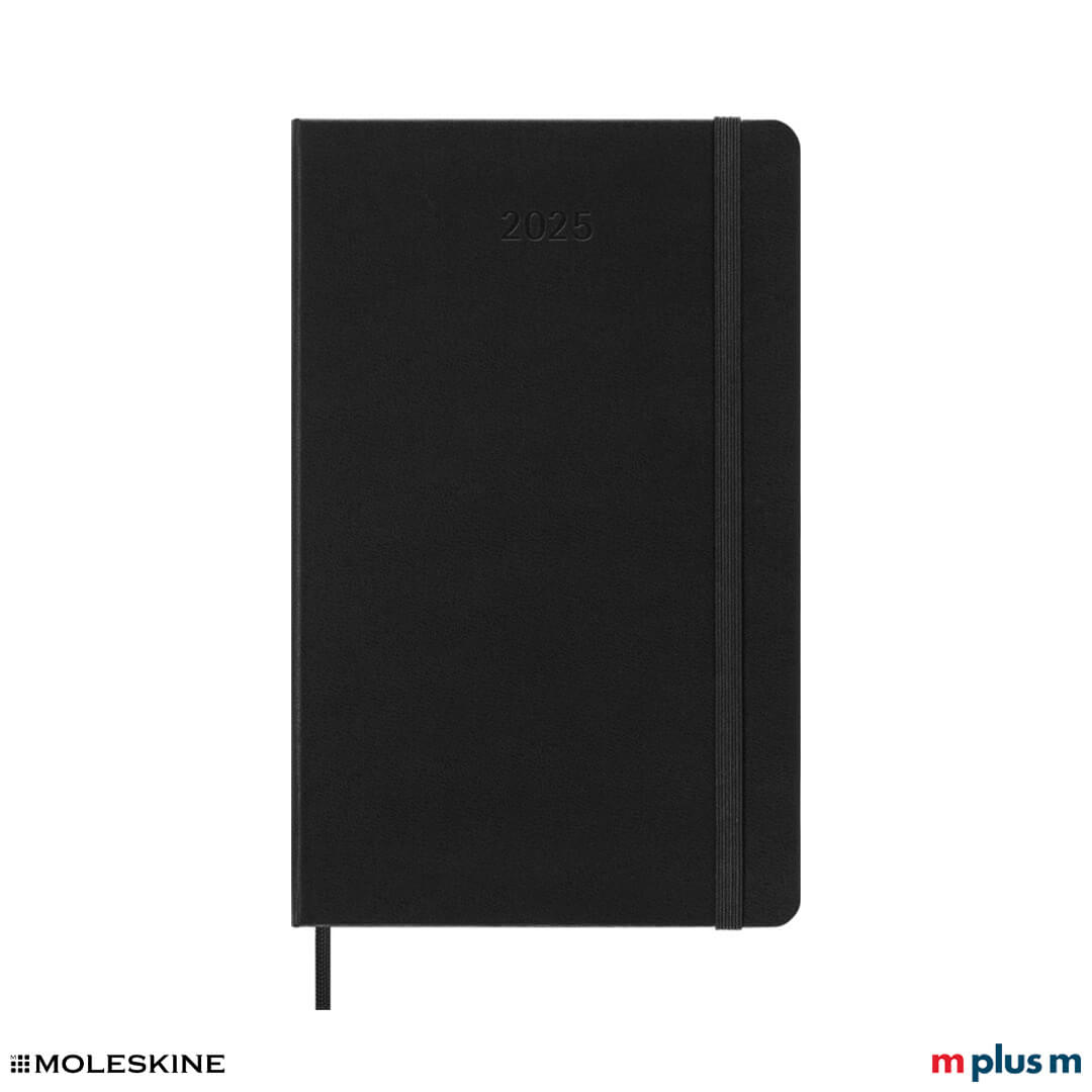 Schwarzer Moleskine Wochenkalender 2025 L, Hardcover, stabiles Cover und flaches Lesezeichen