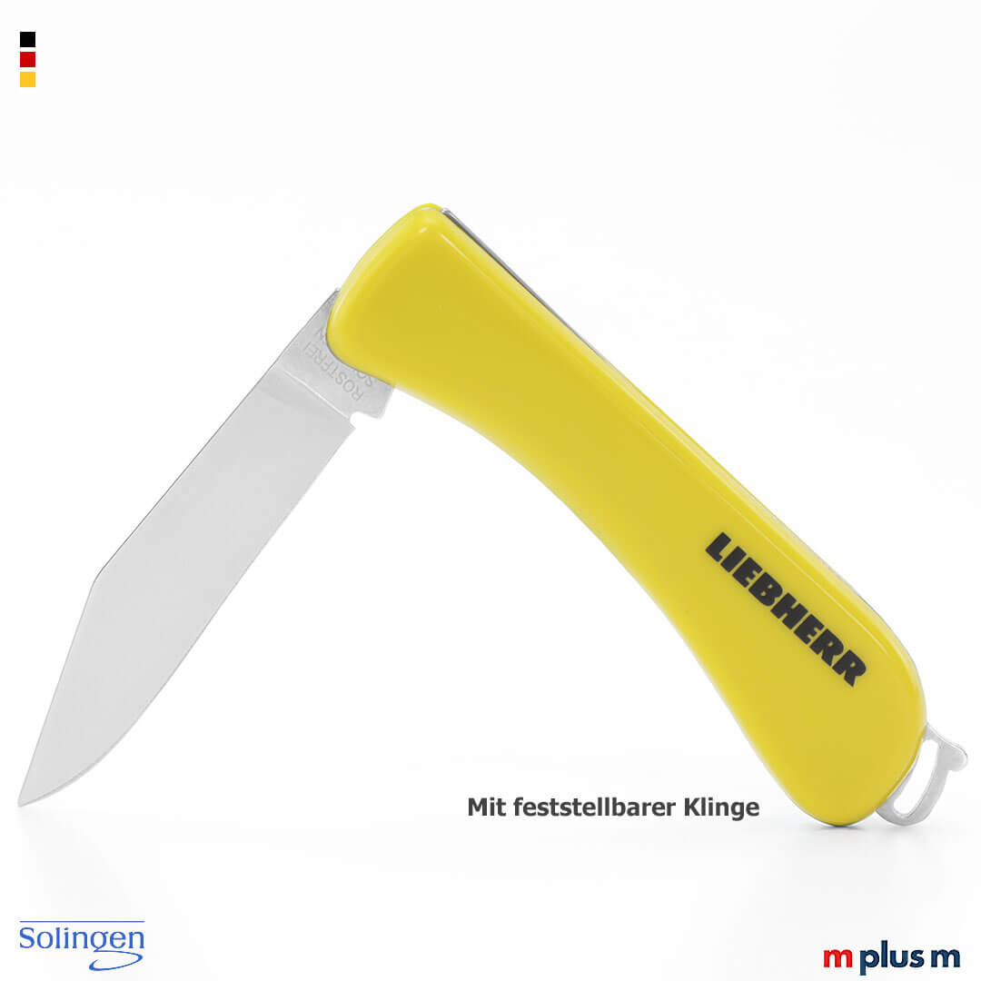 Deutsches Taschenmesser mit festellbarer Klinge und und Logo Druck