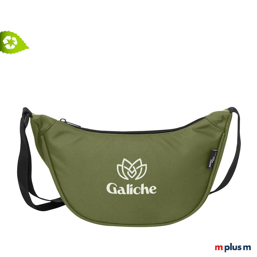 Bente Slingbag in gruen Logo Druck Schöne Bauchtasche Bente aus PET Recycling ♻️ Material Logo bedrucken